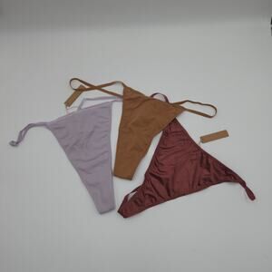 Skims Bundle of Three T-String Thongs Mica Camel Berry Size 4X